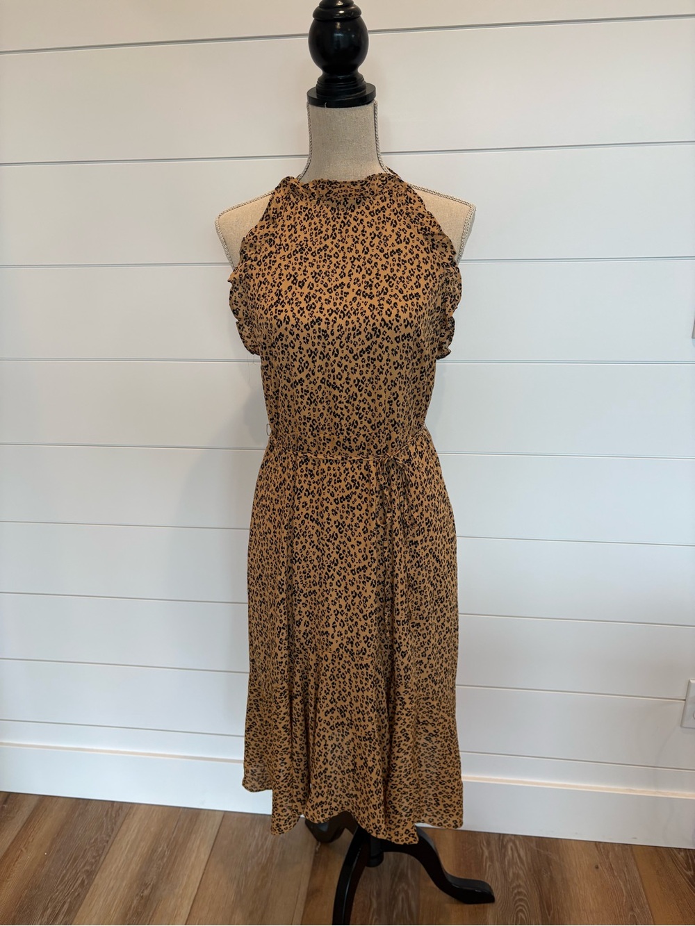 NWT Who What Wear Halter Midi Dress Leopard Print Women's Size Medium